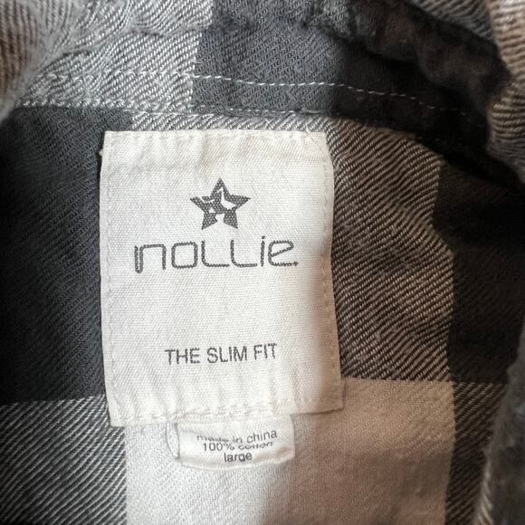 Nollie The Slim Fit Plaid Flannel Pearl Snap Button Up Shirt Size L Western - Picture 4 of 9